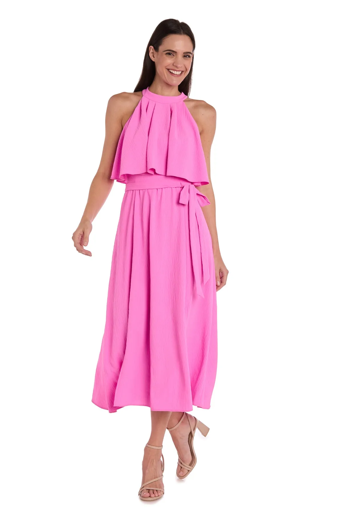 Pink High-Neck Midi Dress sold by R&M Richards