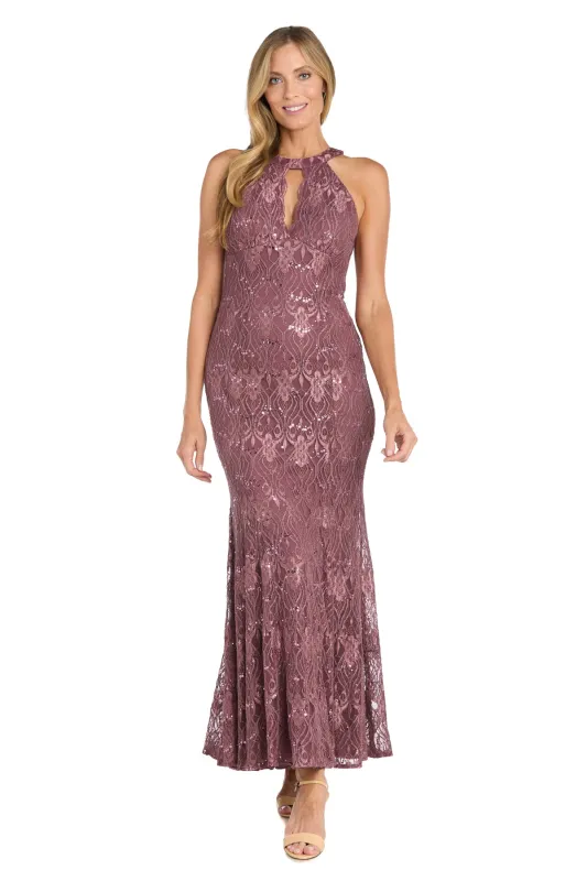 Elegant High-Neck Lace Gown - Petite sold by R&M Richards
