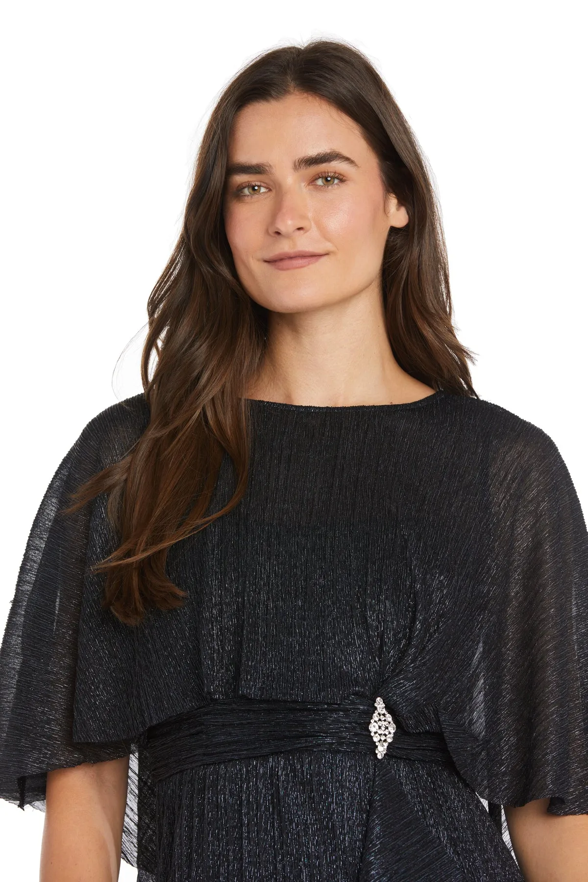 Cocktail Caplet Dress with Rhinestone and Ruffle Side Detail - Petite sold by R&M Richards product image thumbnail 3