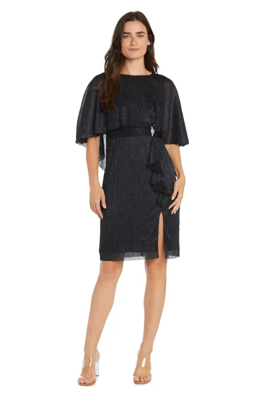 Cocktail Caplet Dress with Rhinestone and Ruffle Side Detail - Petite sold by R&M Richards
