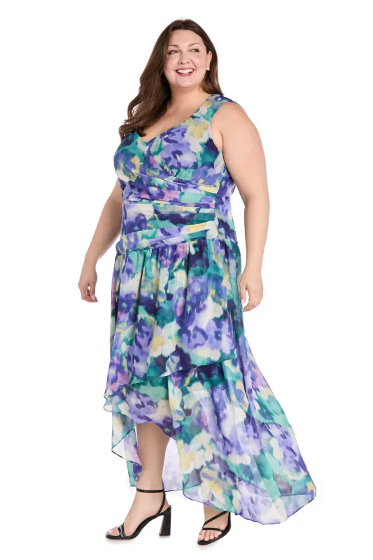 Blue Bloom High-Low Chiffon Dress - Plus sold by R&M Richards