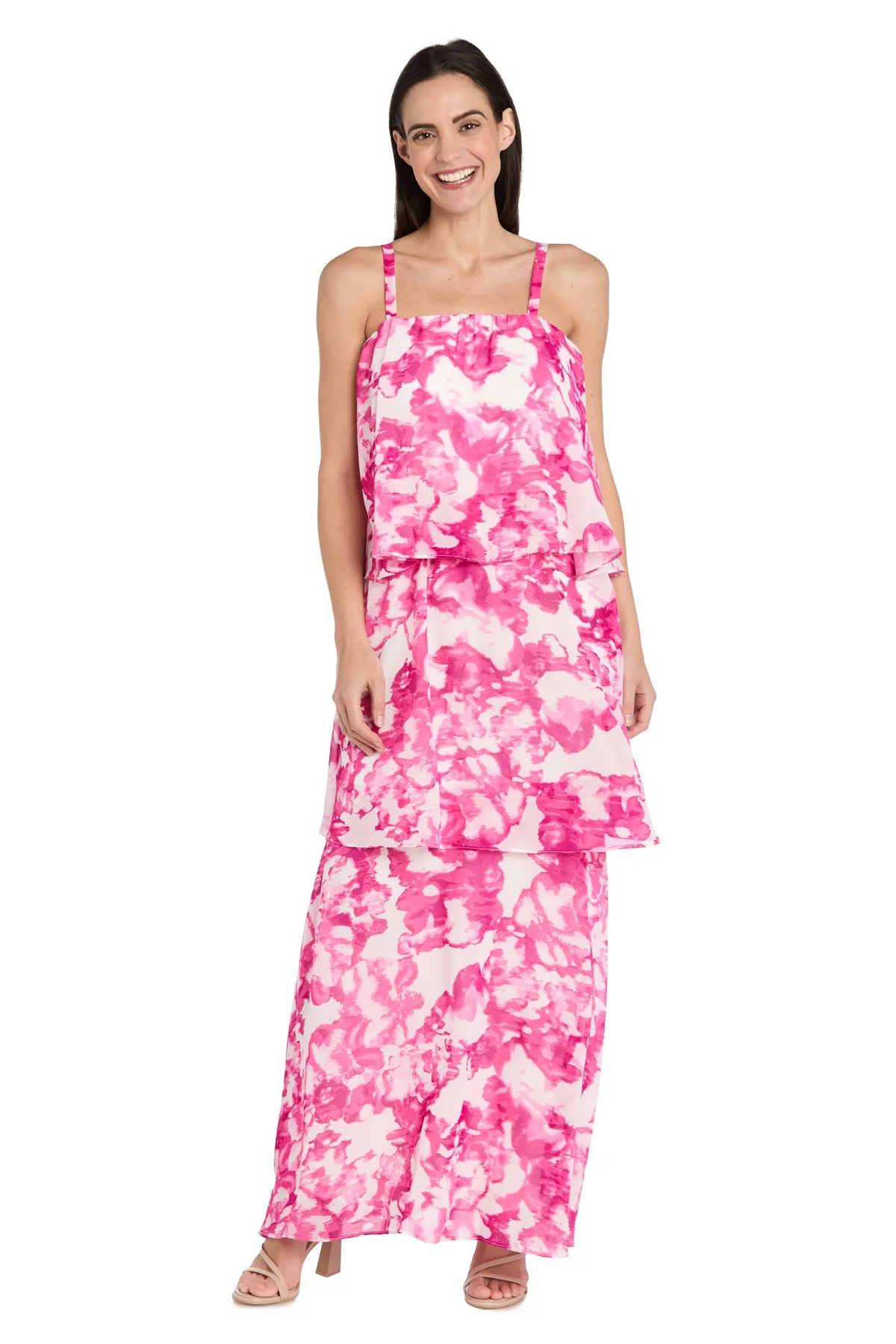 Pink & White Chiffon Layered Dress sold by R&M Richards