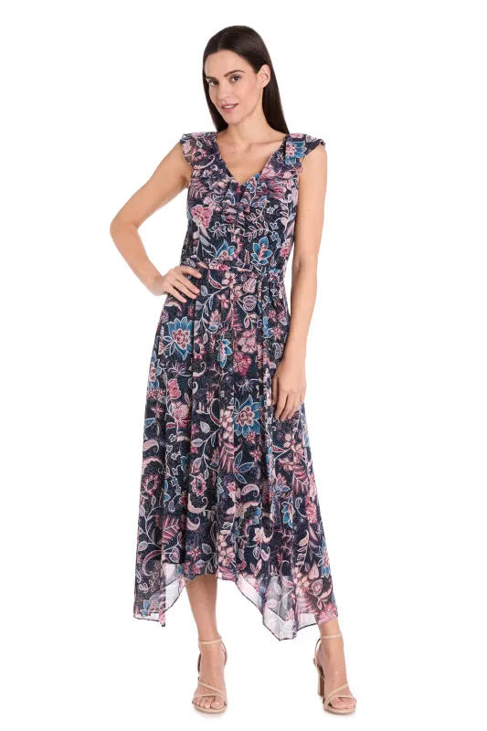 Chiffon High-Low Printed Dress sold by R&M Richards
