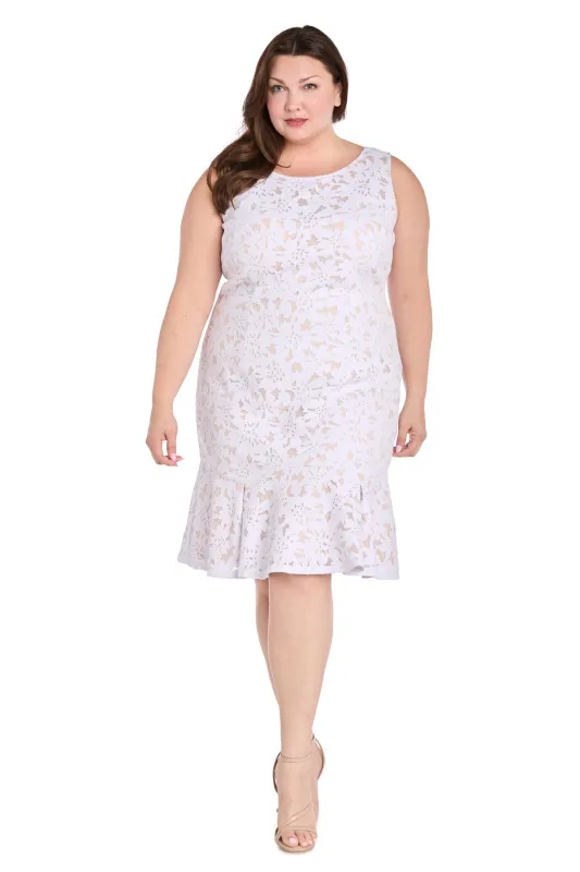 White Lace Sleeveless Dress with Nude Lining - Plus sold by R&M Richards