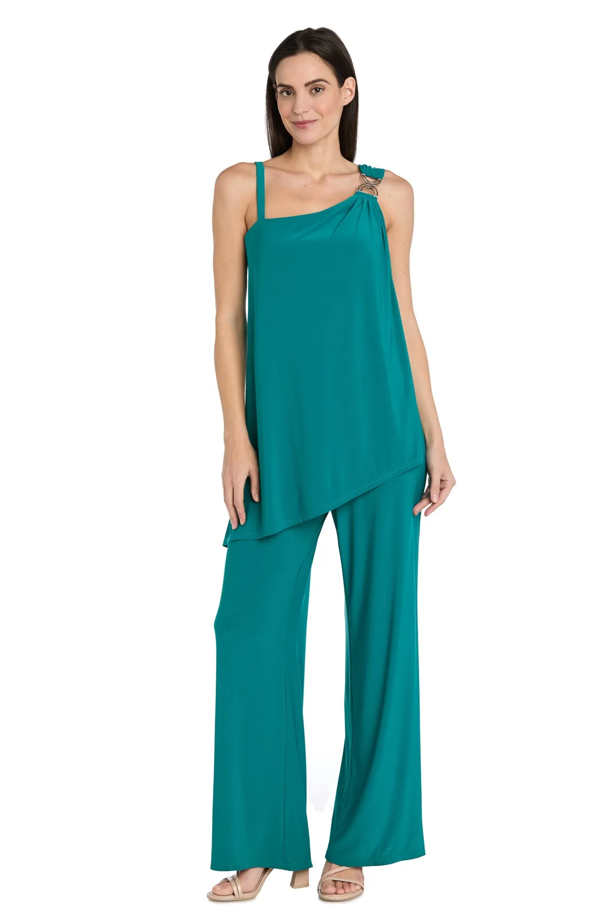 Asymmetrical Draped Jade Jumpsuit sold by R&M Richards