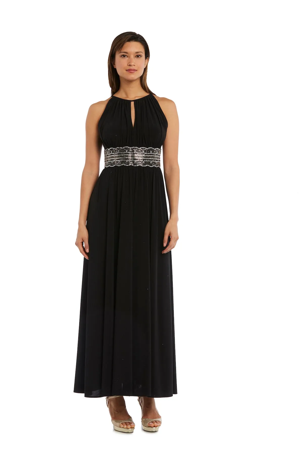 Long Halter Dress With Rhinetone Waistline - Petite sold by R&M Richards product image thumbnail 3
