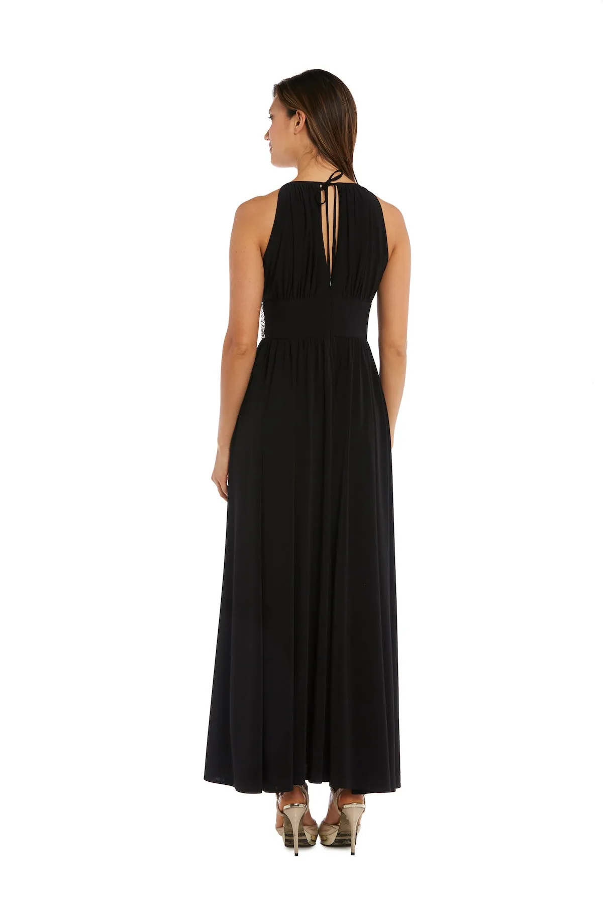 Long Halter Dress With Rhinetone Waistline - Petite sold by R&M Richards product image thumbnail 4