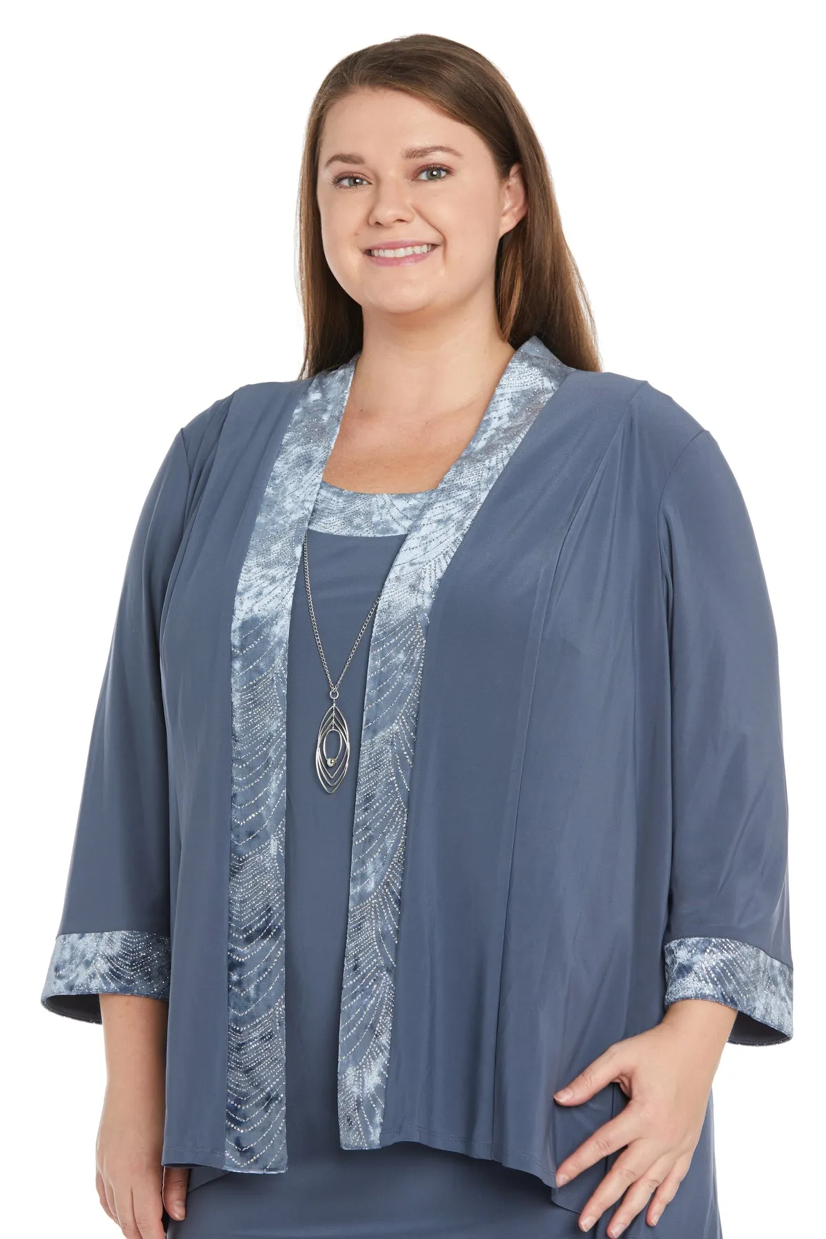 Two-Piece Banded Glitter Velvet Jacket and Dress Set - Plus sold by R&M Richards product image thumbnail 5