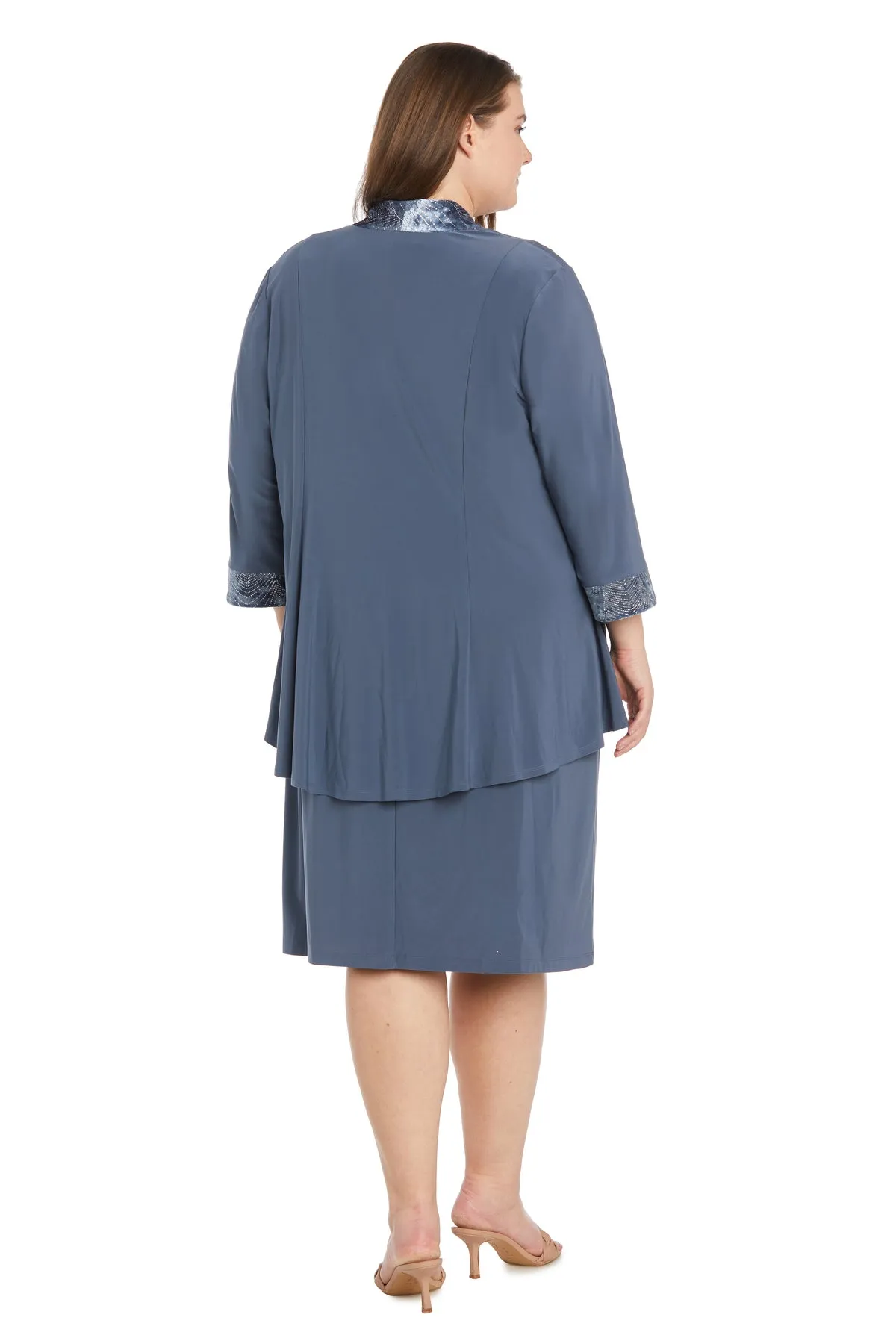 Two-Piece Banded Glitter Velvet Jacket and Dress Set - Plus sold by R&M Richards product image thumbnail 2