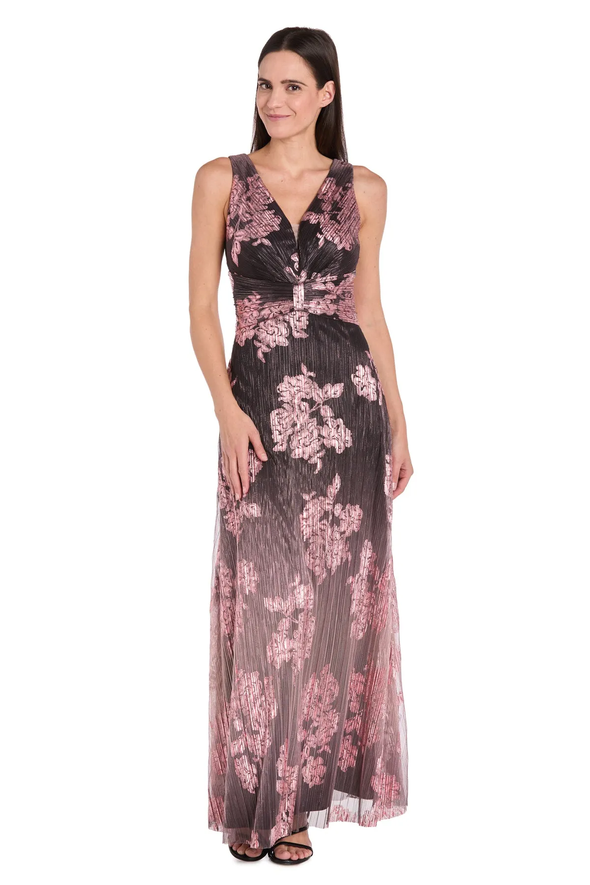Metallic Ombre Floral Gown in Charcoal Rose sold by R&M Richards product image thumbnail 4