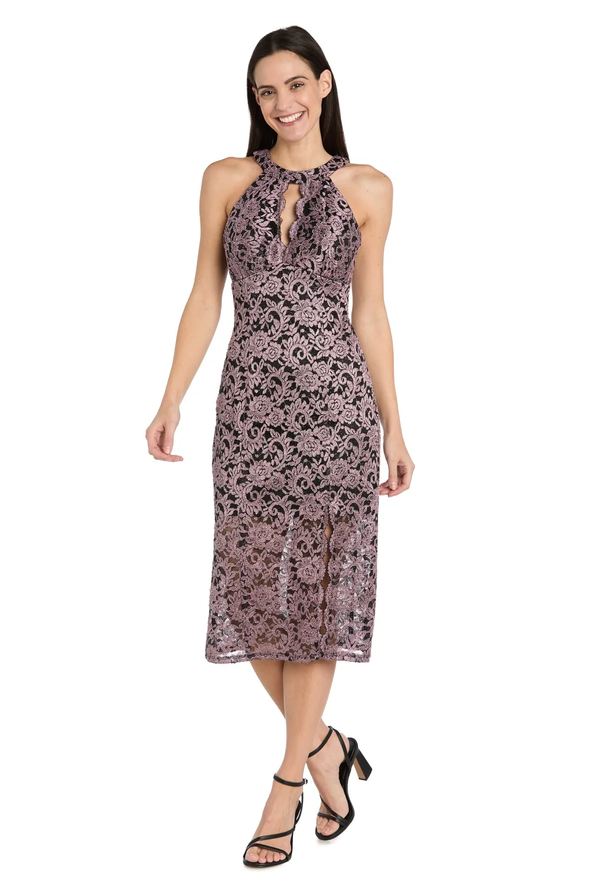 Lace Illusion High-Neck Midi Dress sold by R&M Richards product image thumbnail 5