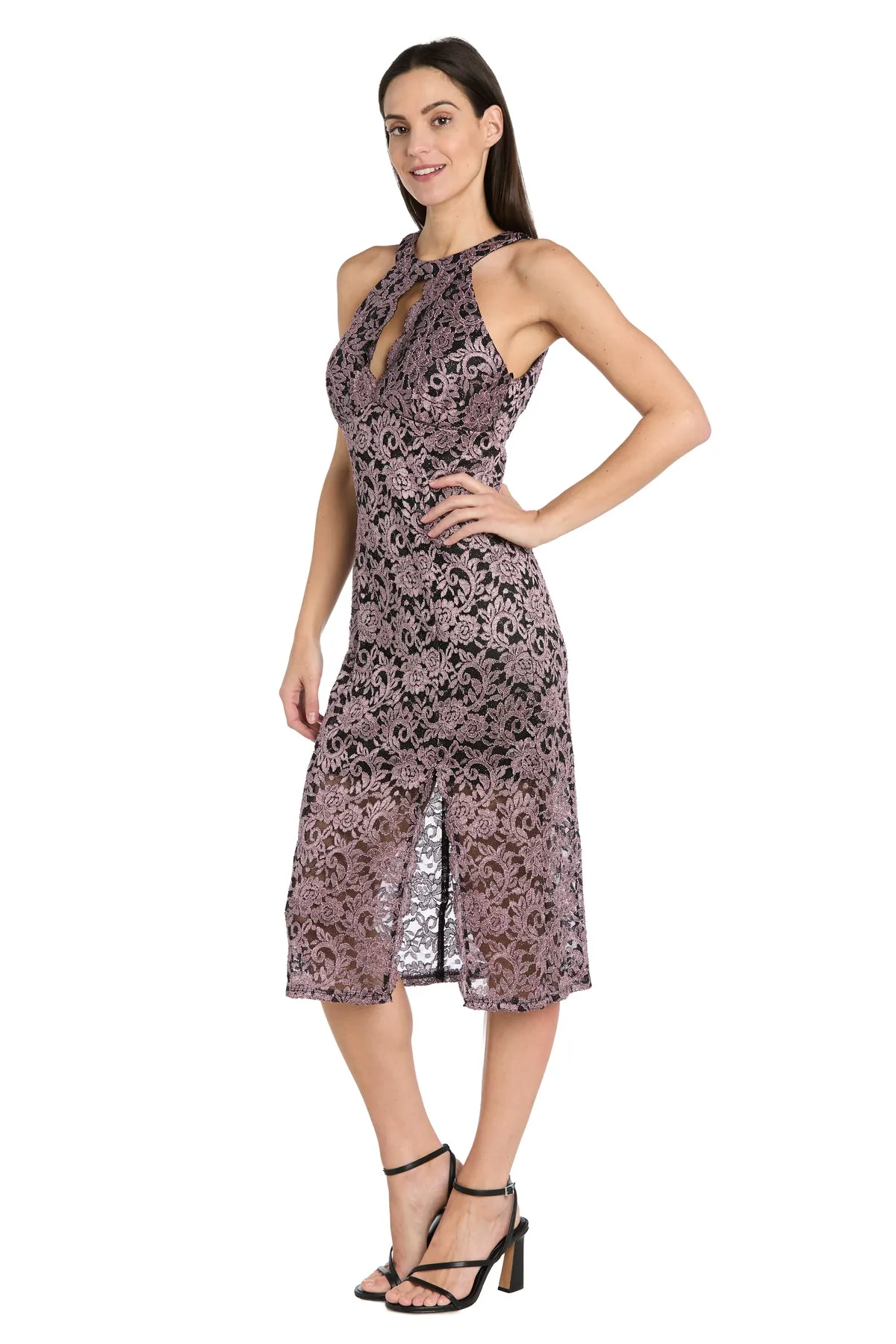 Lace Illusion High-Neck Midi Dress sold by R&M Richards product image thumbnail 4