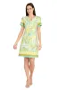Yellow & Aqua Patterned Scuba Crepe Mini Dress sold by R&M Richards