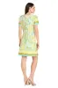Yellow & Aqua Patterned Scuba Crepe Mini Dress sold by R&M Richards