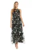 Long Floral Dress with Illusion Neckline sold by R&M Richards
