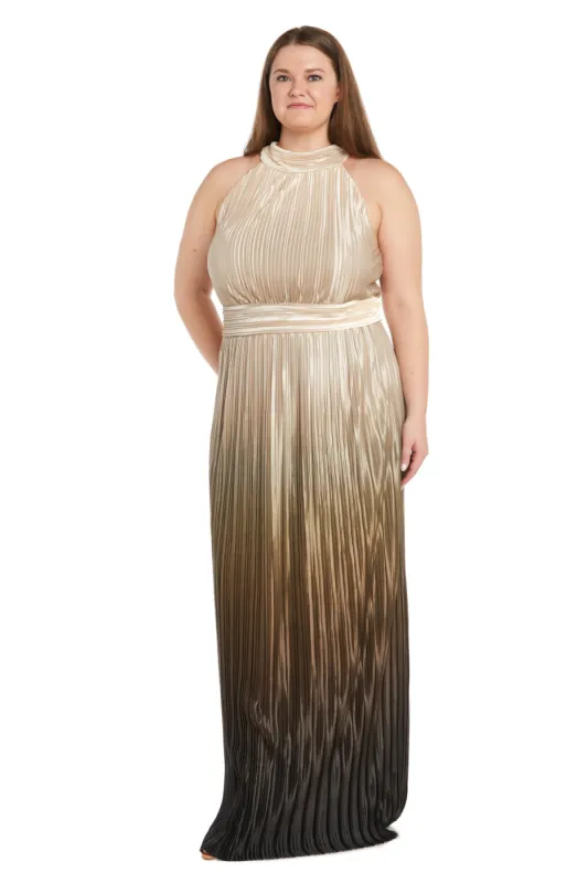 Ombre Satin Pleated Long Dress - Plus sold by R&M Richards