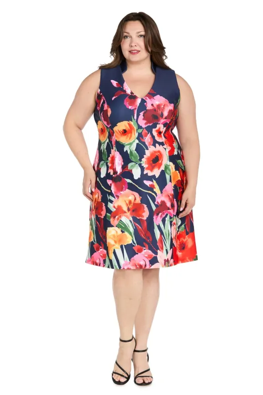 Navy Multi Bloom Sleeveless Dress - Plus sold by R&M Richards
