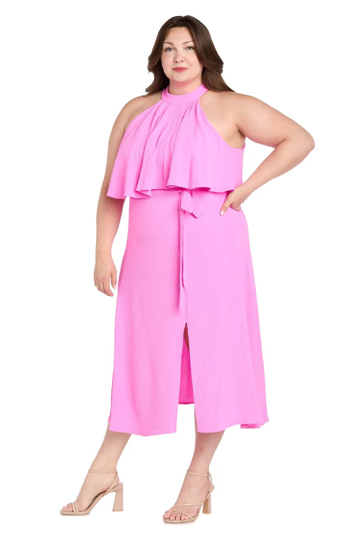 Pink High-Neck Midi Dress - Plus sold by R&M Richards product image thumbnail 4
