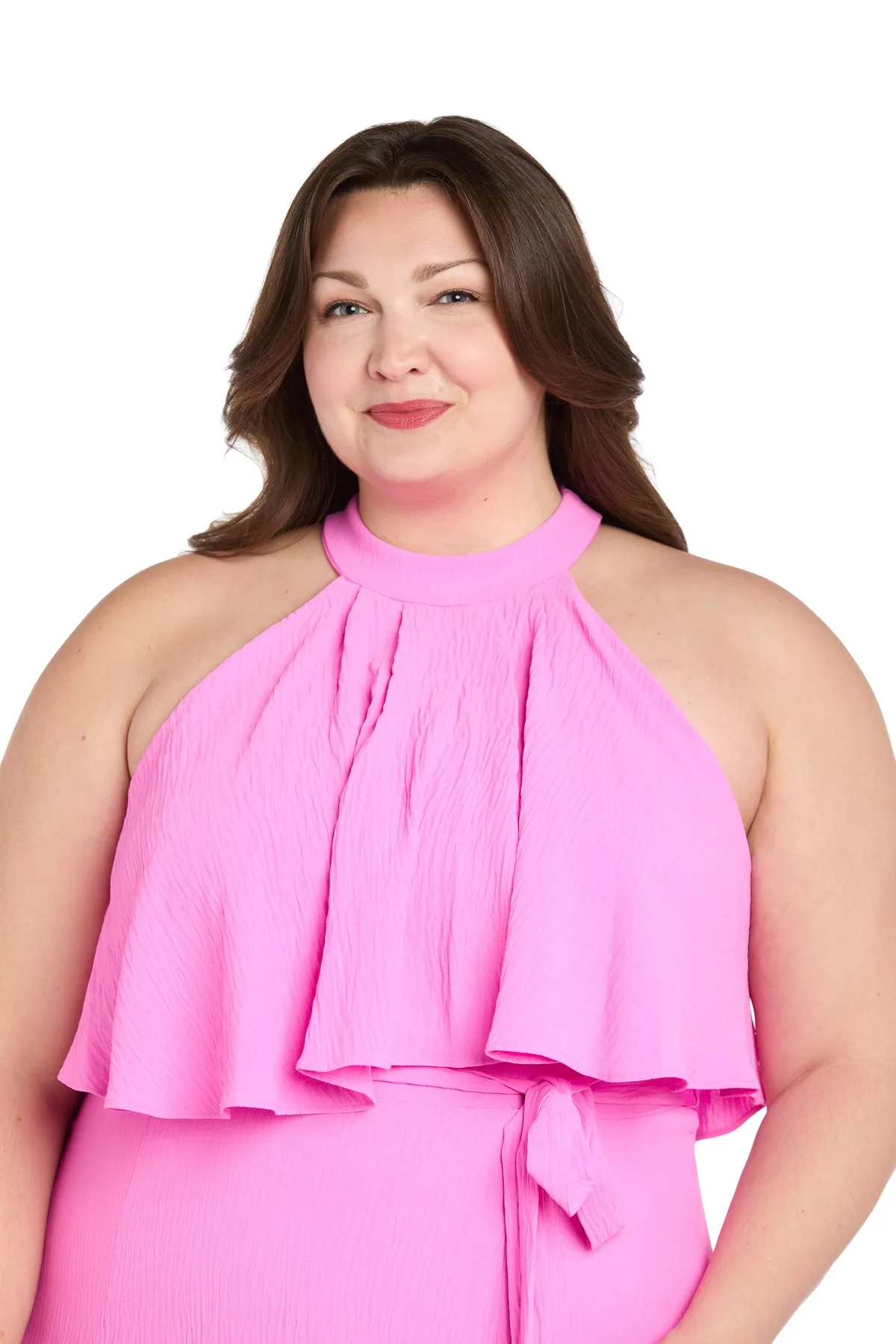Pink High-Neck Midi Dress - Plus sold by R&M Richards product image thumbnail 3