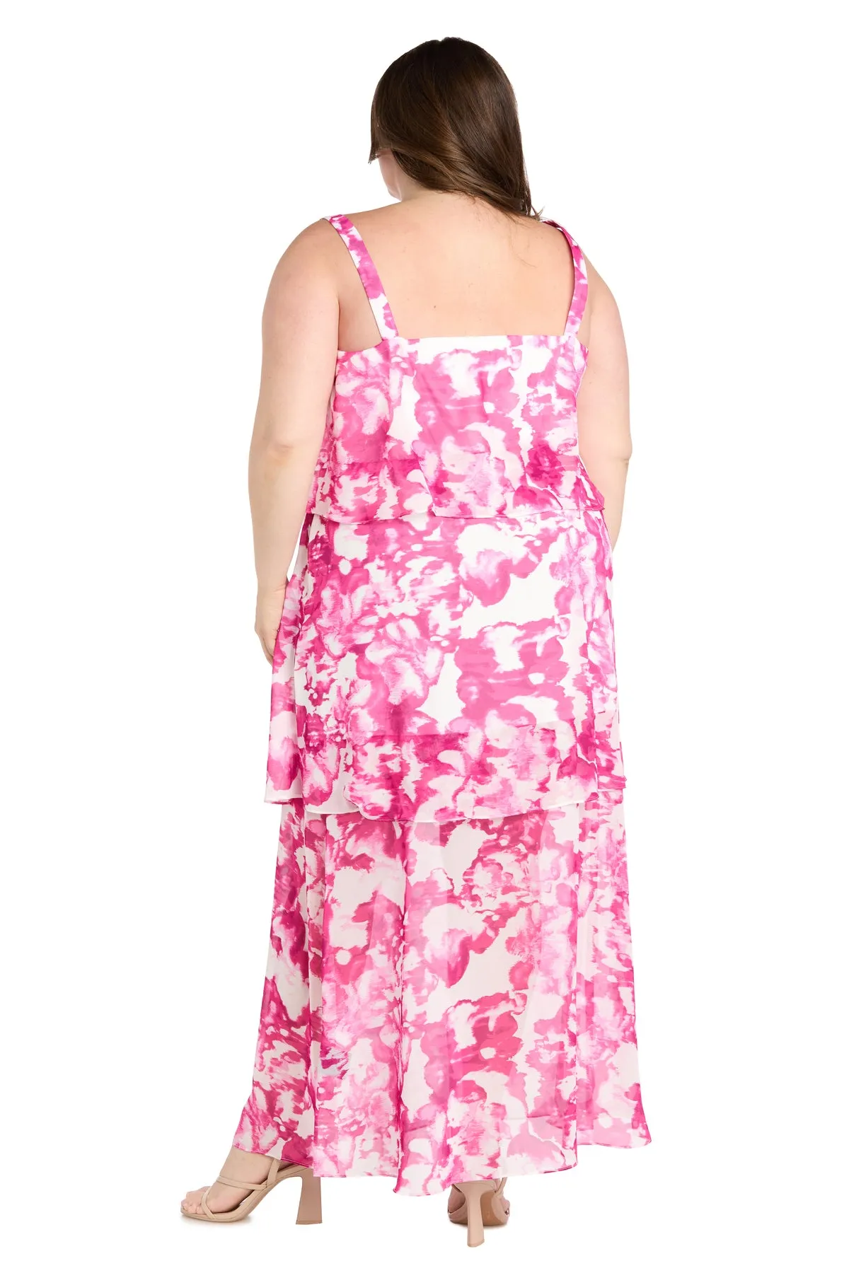 Pink & White Chiffon Layered Dress - Plus sold by R&M Richards product image thumbnail 2