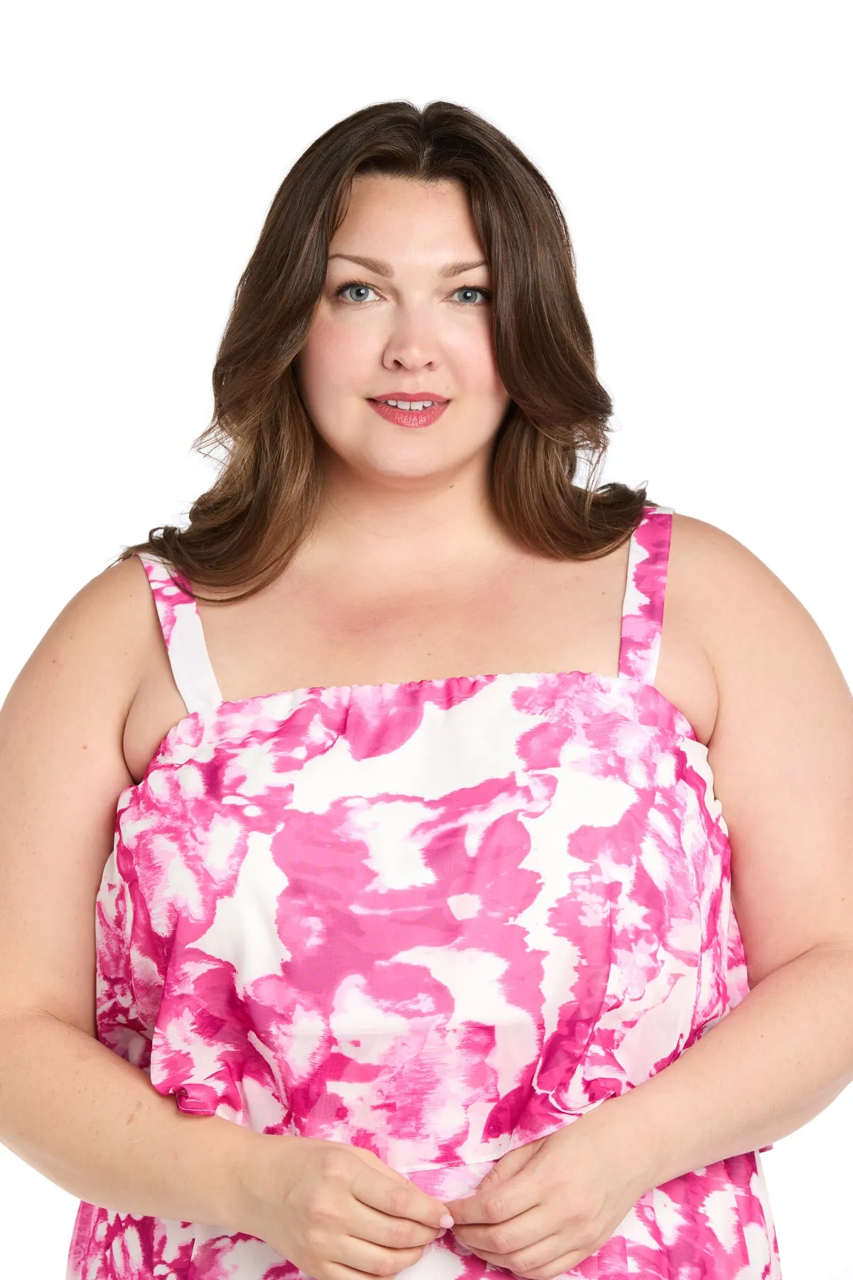 Pink & White Chiffon Layered Dress - Plus sold by R&M Richards product image thumbnail 3