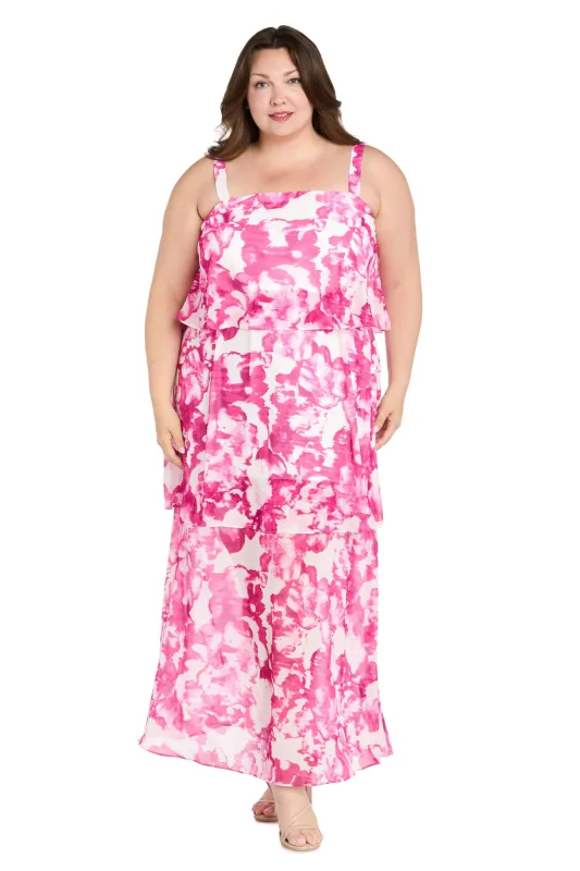 Pink & White Chiffon Layered Dress - Plus sold by R&M Richards