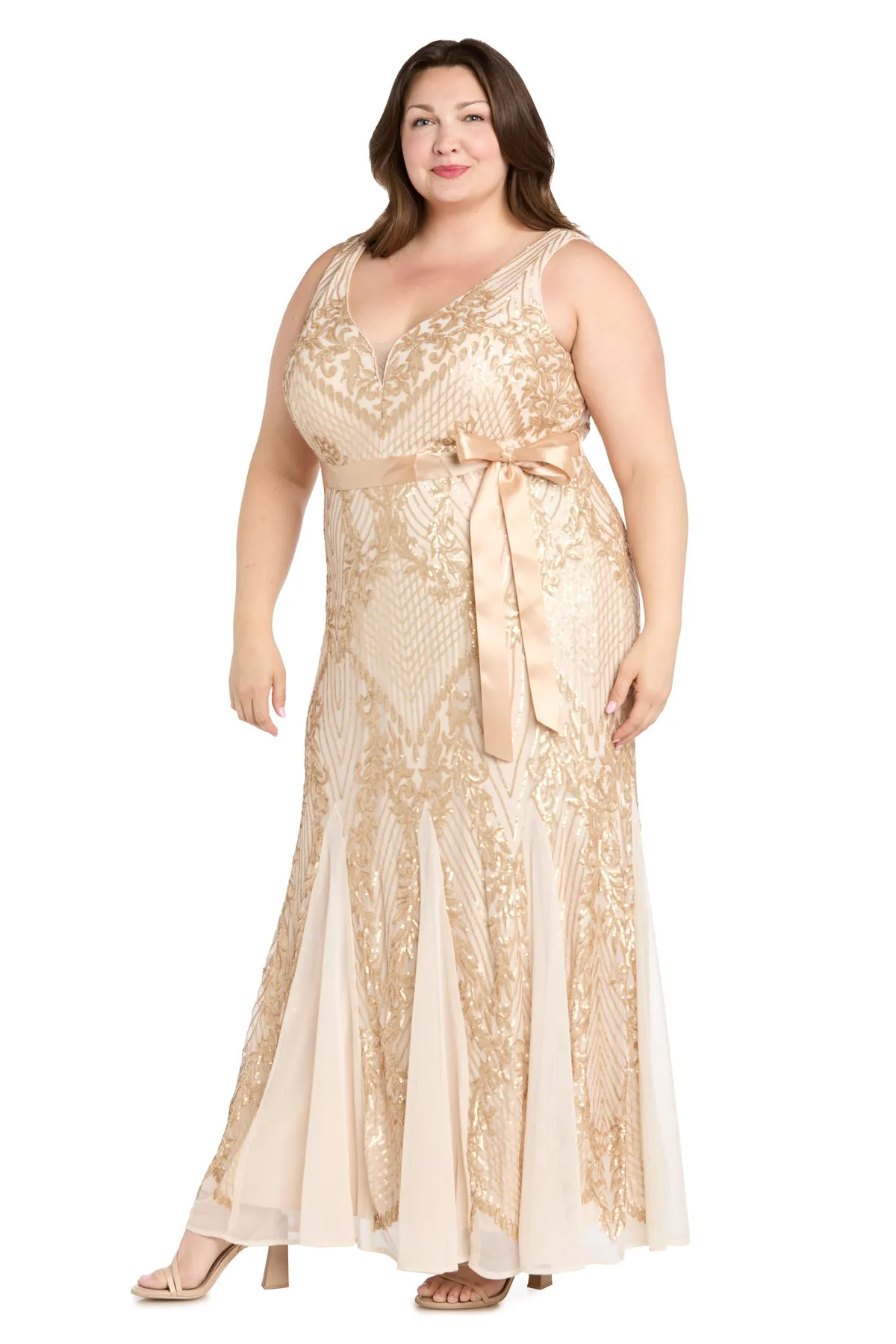 Lustrous Glamour Gold Evening Dress - Plus sold by R&M Richards product image thumbnail 4