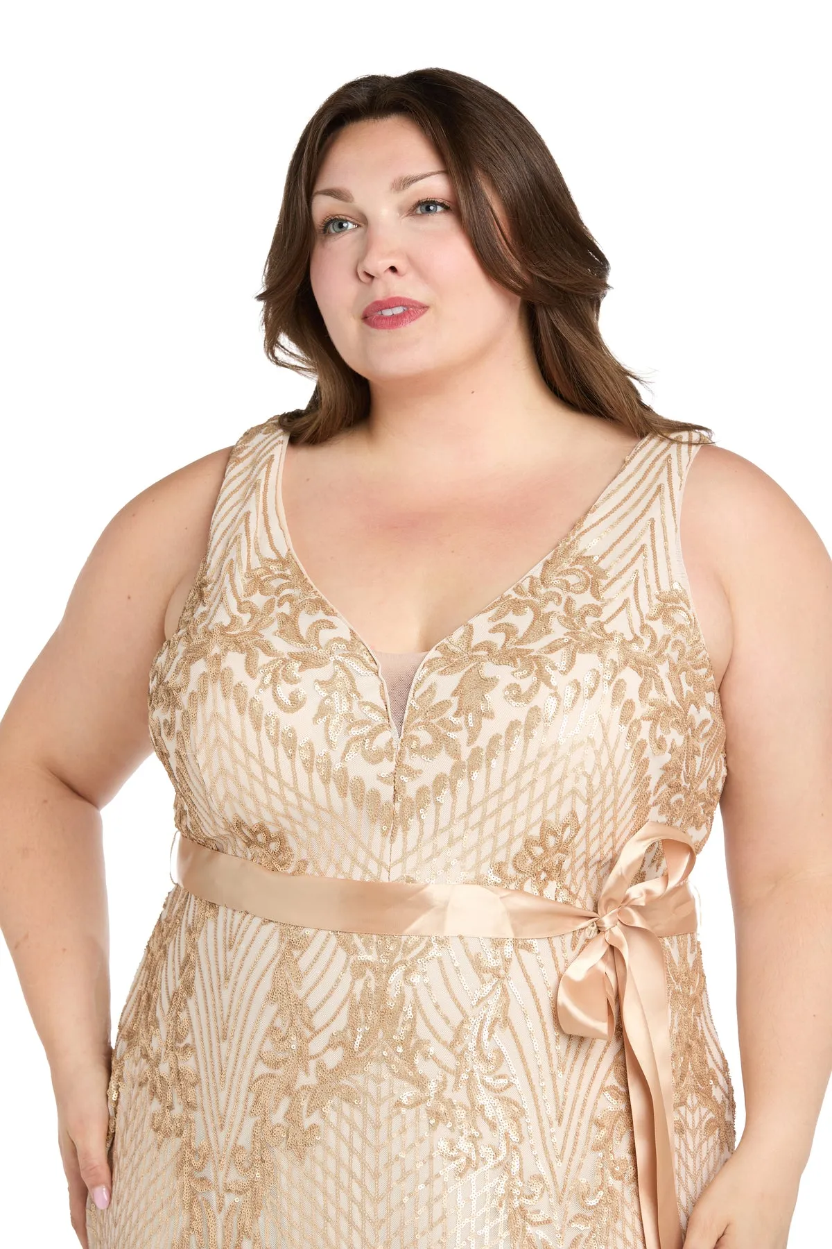 Lustrous Glamour Gold Evening Dress - Plus sold by R&M Richards product image thumbnail 5