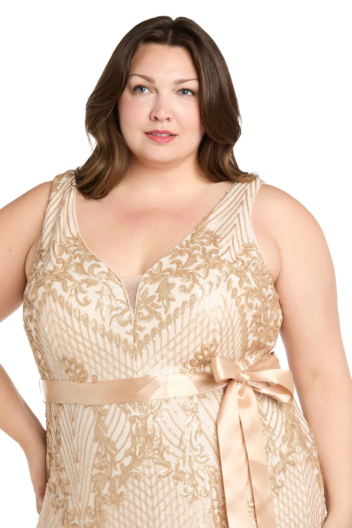 Lustrous Glamour Gold Evening Dress - Plus sold by R&M Richards product image thumbnail 3