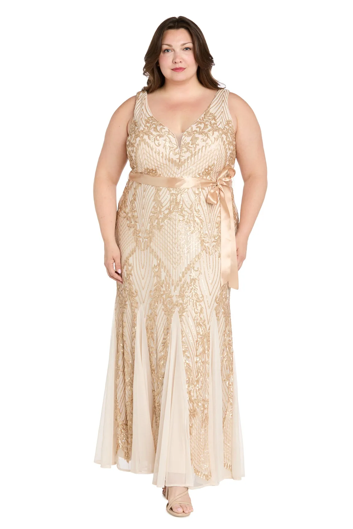 Lustrous Glamour Gold Evening Dress - Plus sold by R&M Richards