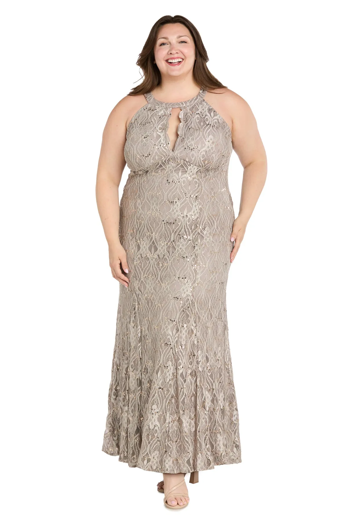 Elegant High-Neck Lace Gown - Plus sold by R&M Richards product image thumbnail 5