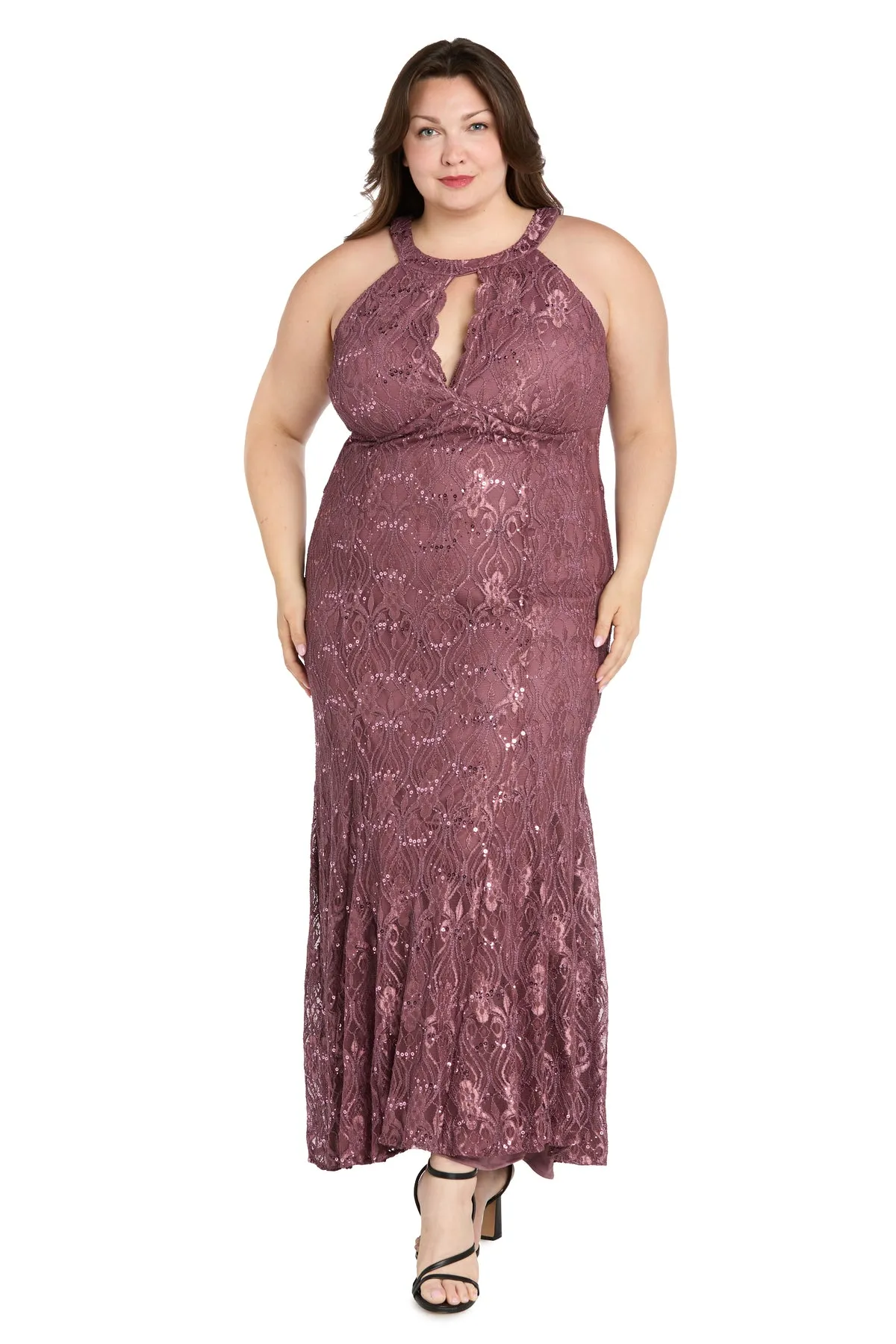 Elegant High-Neck Lace Gown - Plus sold by R&M Richards