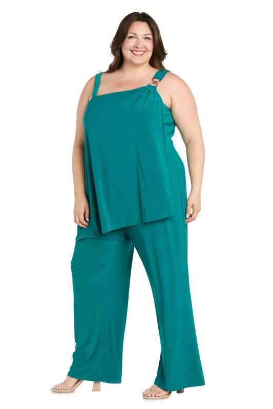 Asymmetrical Draped Jade Jumpsuit - Plus sold by R&M Richards