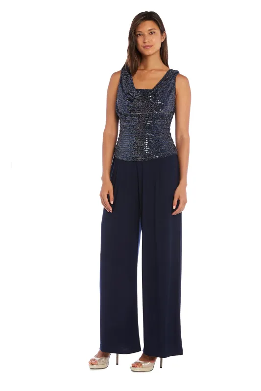 Metallic Glow Draped Jumpsuit sold by R&M Richards