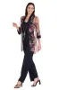 Elegant Black ITY Pant Set with Floral Sheer Jacket sold by R&M Richards
