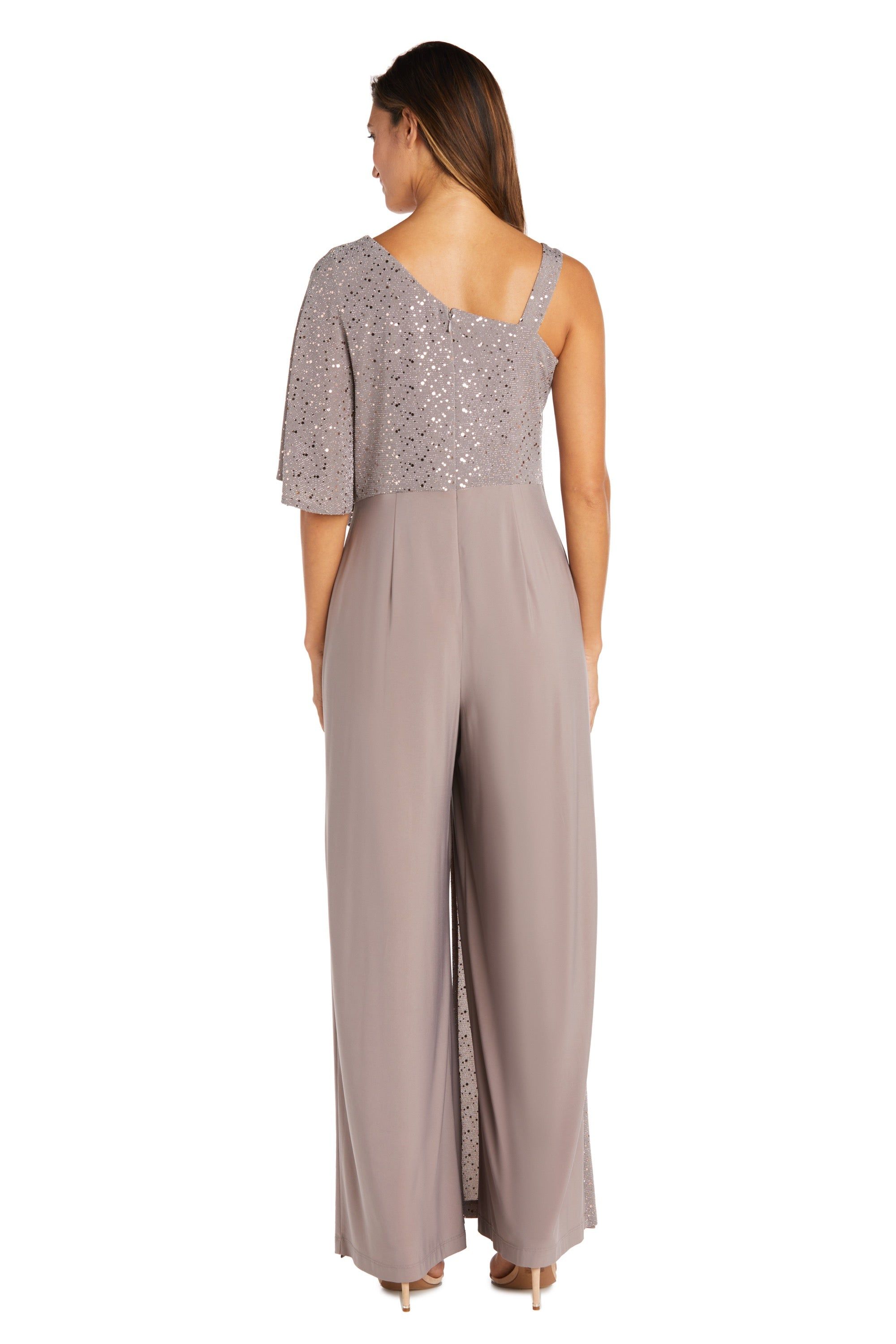 Asymmetric Jumpsuit with Sequined Overlay and Draped Shoulder - Petite sold by R&M Richards product image thumbnail 7