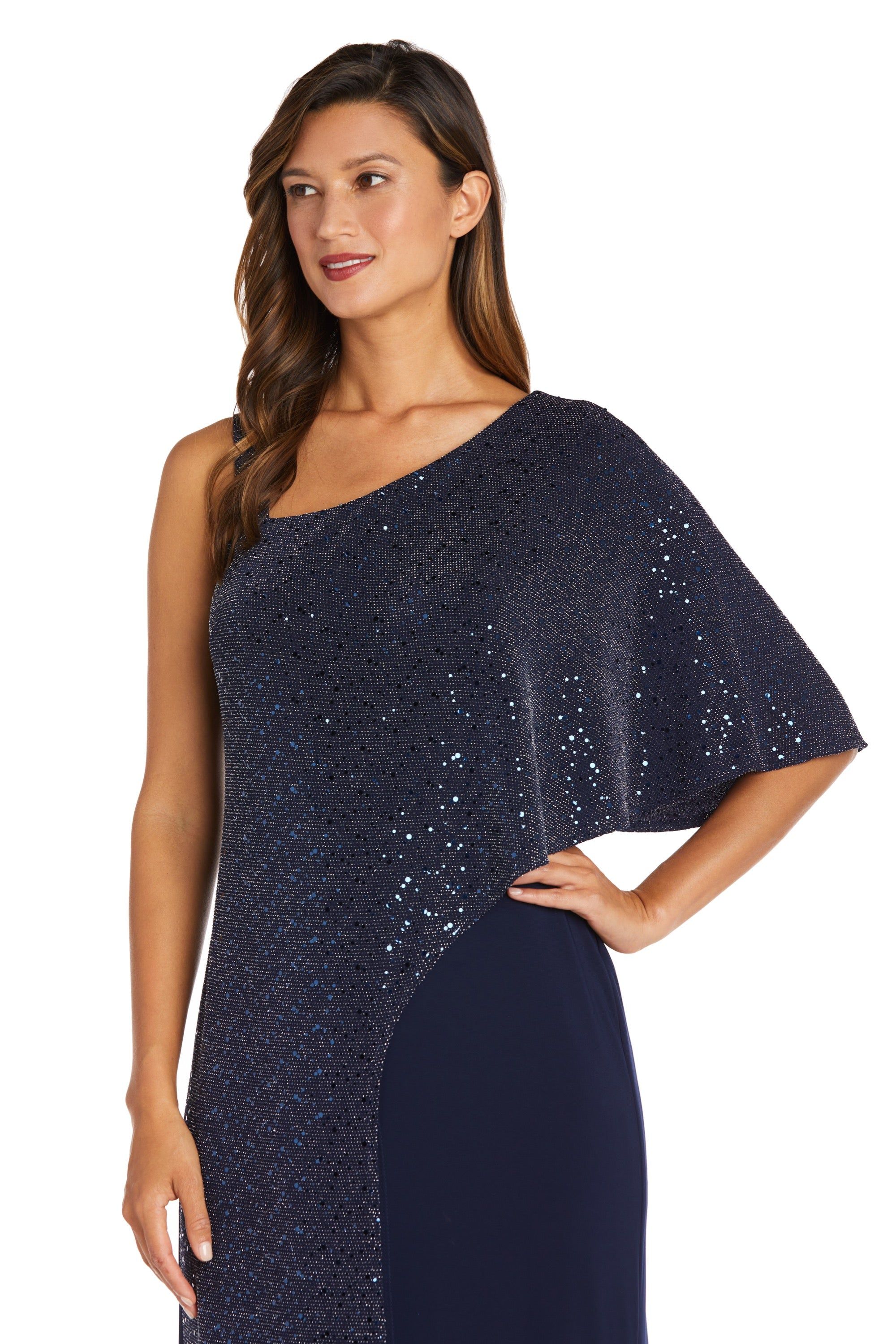 Asymmetric Jumpsuit with Sequined Overlay and Draped Shoulder - Petite sold by R&M Richards product image thumbnail 5