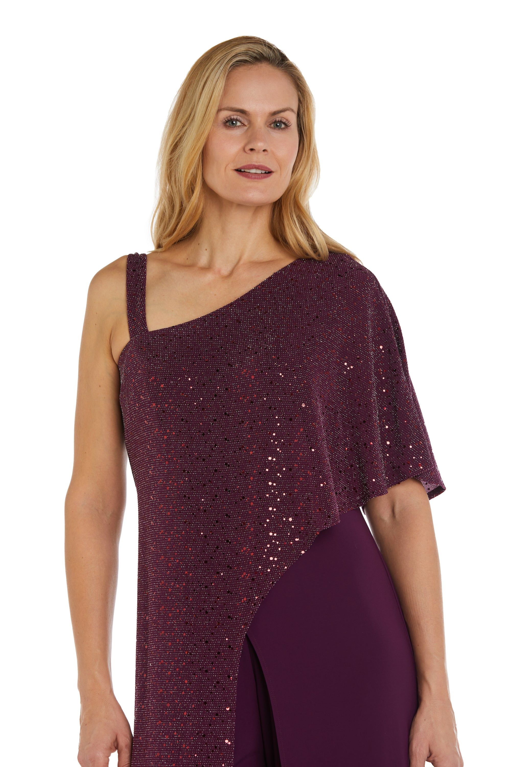 Asymmetric Jumpsuit with Sequined Overlay and Draped Shoulder - Petite sold by R&M Richards product image thumbnail 11