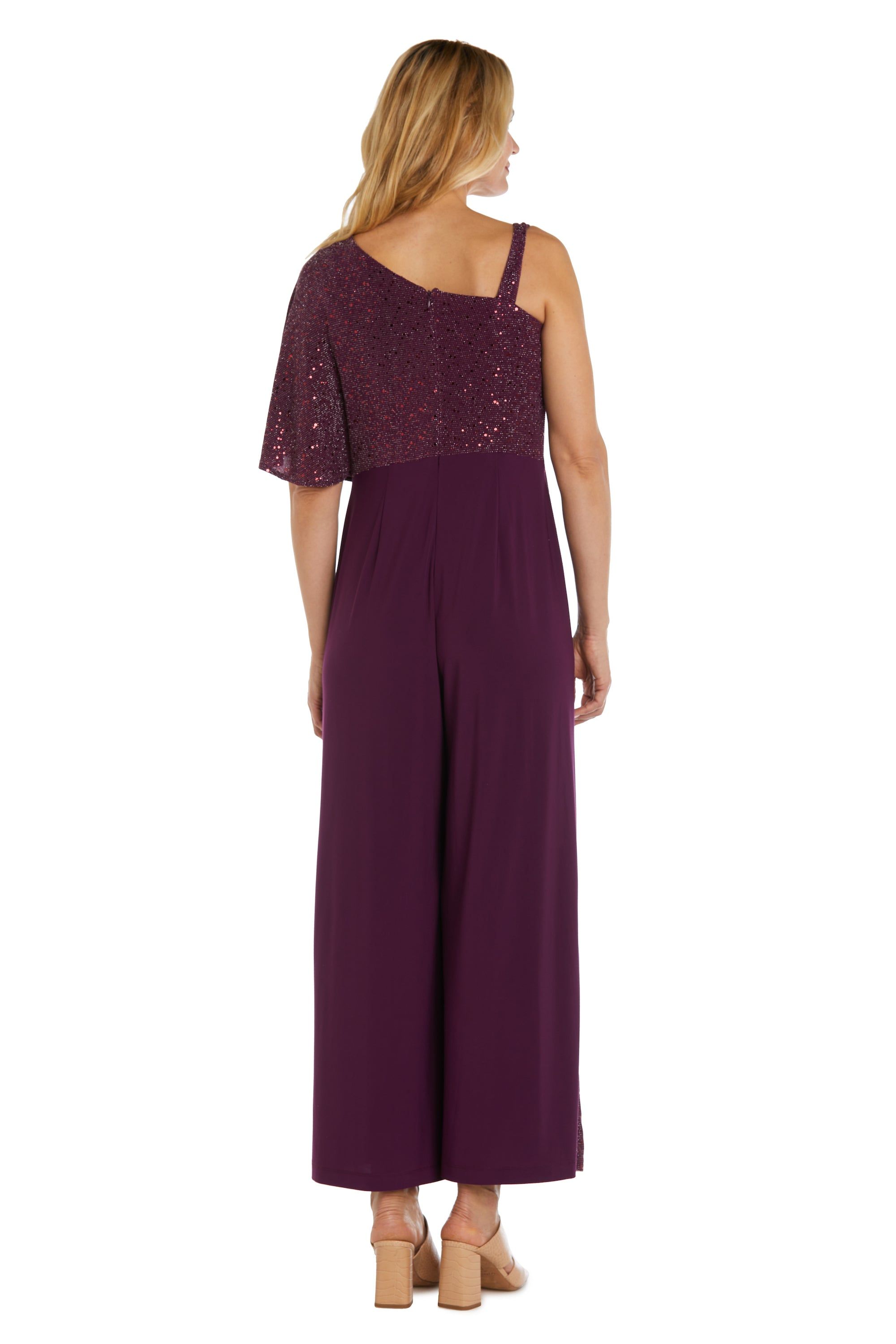 Asymmetric Jumpsuit with Sequined Overlay and Draped Shoulder - Petite sold by R&M Richards product image thumbnail 10