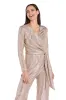 Metallic Pleated Long-Sleeve Jumpsuit with Tie Waist sold by R&M Richards