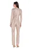 Metallic Pleated Long-Sleeve Jumpsuit with Tie Waist sold by R&M Richards