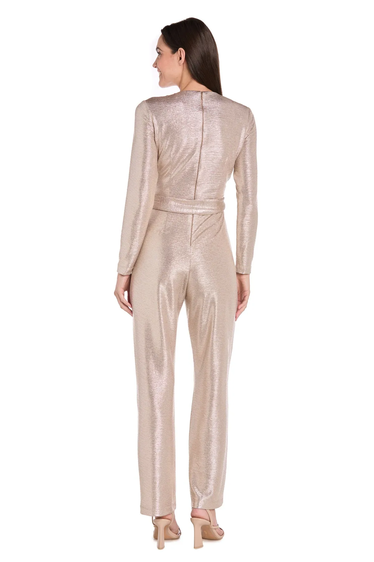 Metallic Pleated Long-Sleeve Jumpsuit with Tie Waist sold by R&M Richards product image thumbnail 2