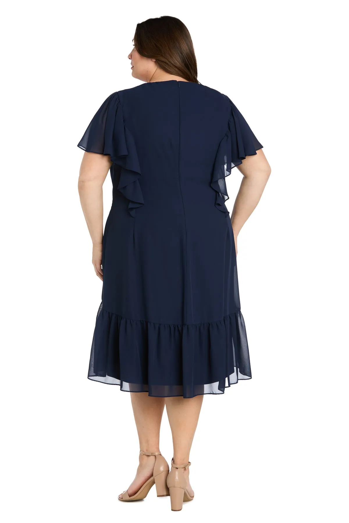 Elegant Midi Chiffon Dress with Ruffle Top and Chiffon Caplet - Plus sold by R&M Richards product image thumbnail 2