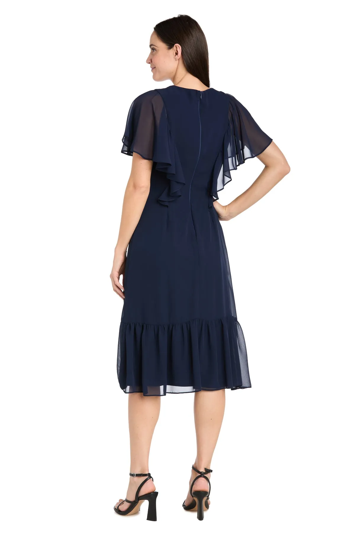 Elegant Midi Chiffon Dress with Ruffle Top and Chiffon Caplet - Petite sold by R&M Richards product image thumbnail 2