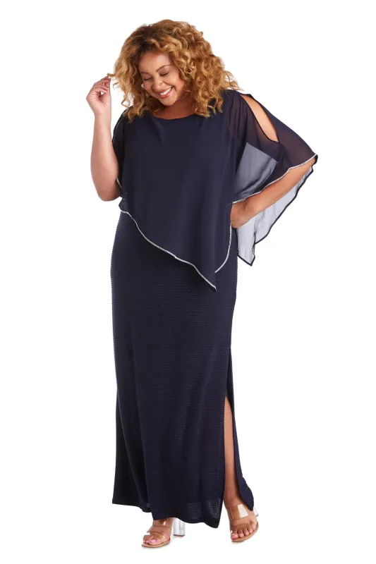 Rhinestone Poncho with Metallic Stripe Dress - Plus sold by R&M Richards