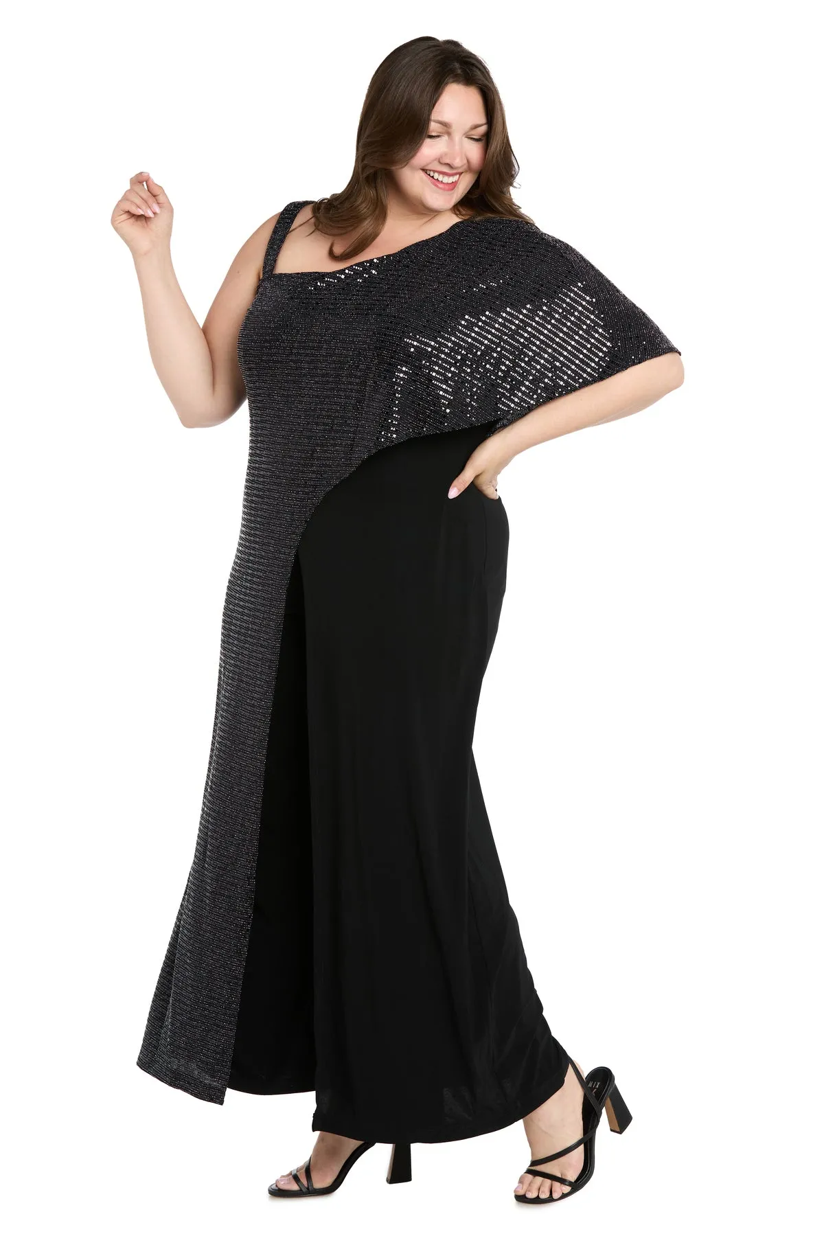 One Shoulder Metallic Jumpsuit - Plus sold by R&M Richards