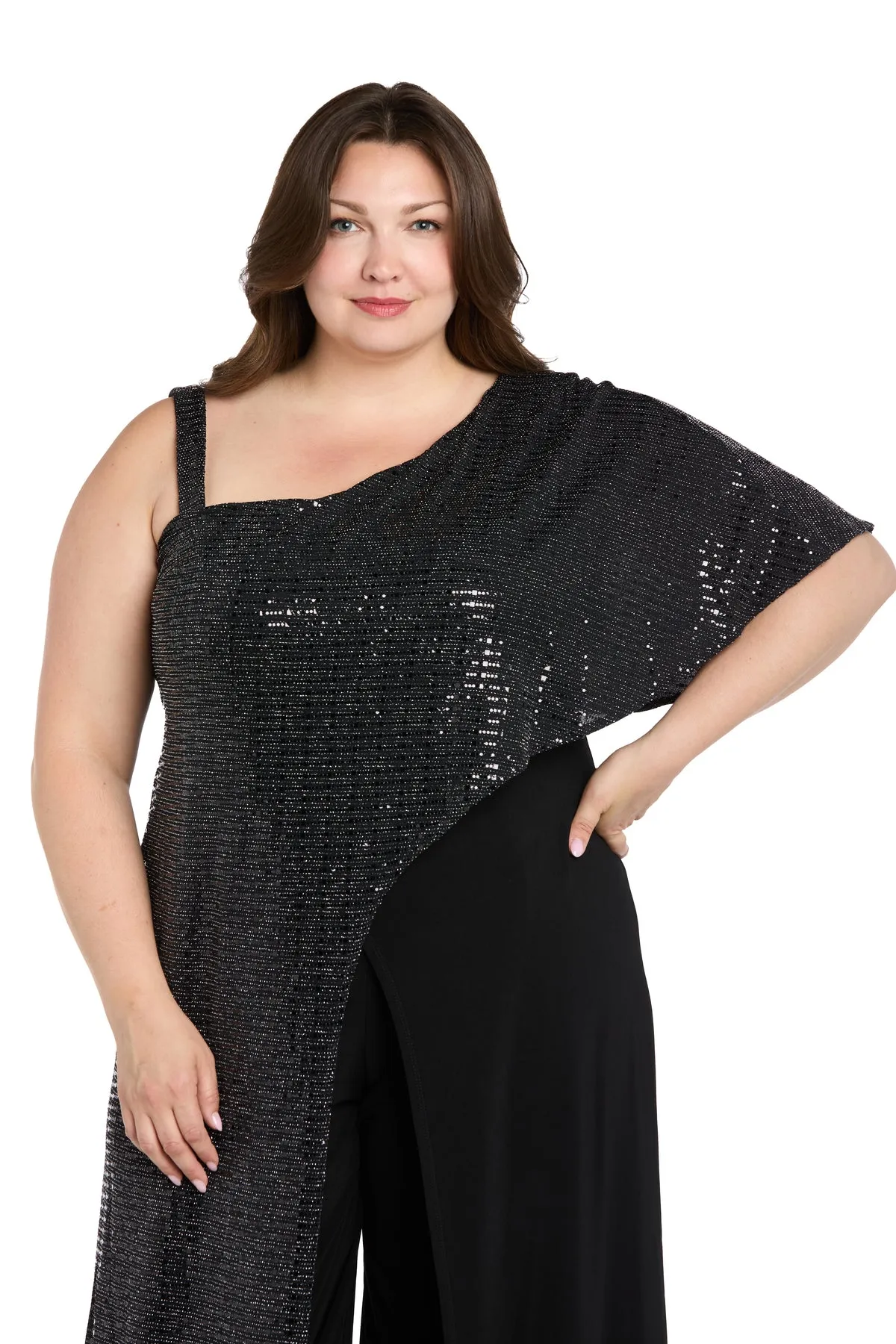 One Shoulder Metallic Jumpsuit - Plus sold by R&M Richards product image thumbnail 3