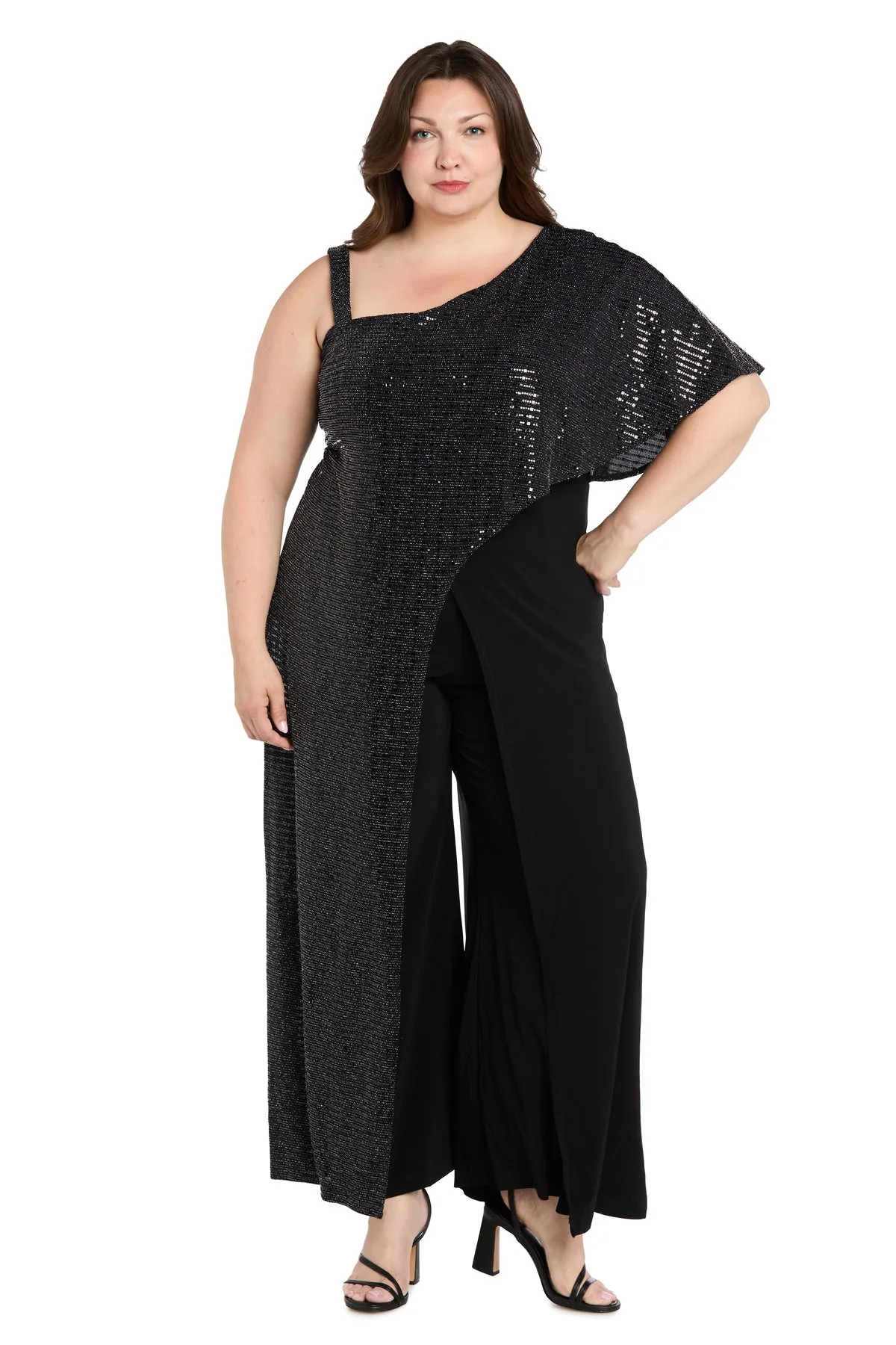 One Shoulder Metallic Jumpsuit - Plus sold by R&M Richards product image thumbnail 5