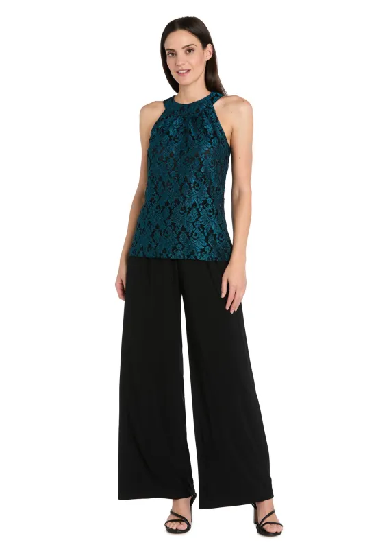Midnight Elegance Lace Bow Jumpsuit sold by R&M Richards