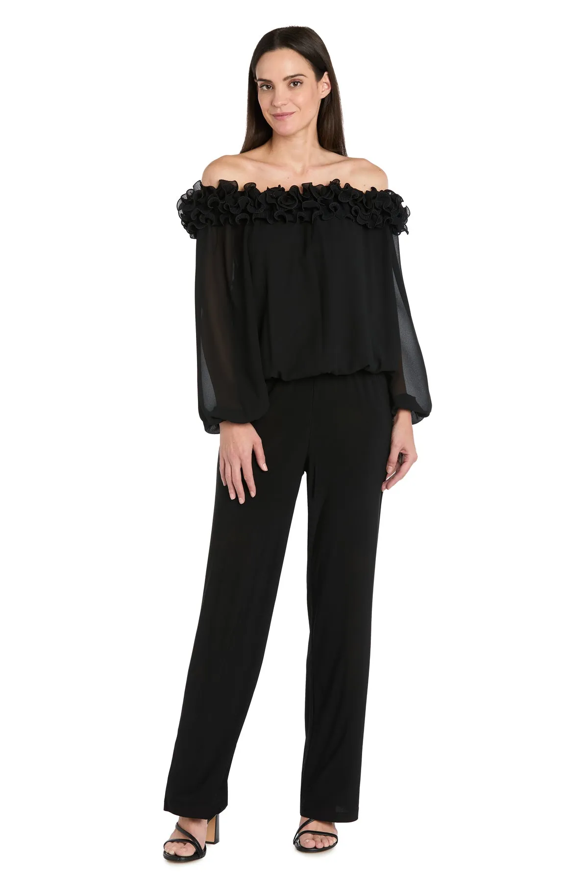Sheer Off-the-Shoulder Chiffon Top with Ruffled Neckline sold by R&M Richards product image thumbnail 2
